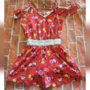 Heart & Arrow Girls Floral Short Romper Sz 10